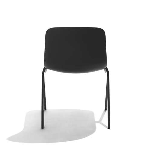 Poppin Key - Side Chair + Black Seat Pad, Set of 2, Color Black, Molded Seat, Powder-coated steel rod frame on glides | Office Reception & Meetings-3