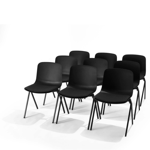 Poppin Key - Side Chair + Black Seat Pad, Set of 2, Color Black, Molded Seat, Powder-coated steel rod frame on glides | Office Reception & Meetings-4