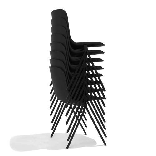 Poppin Key - Side Chair + Black Seat Pad, Set of 2, Color Black, Molded Seat, Powder-coated steel rod frame on glides | Office Reception & Meetings-5