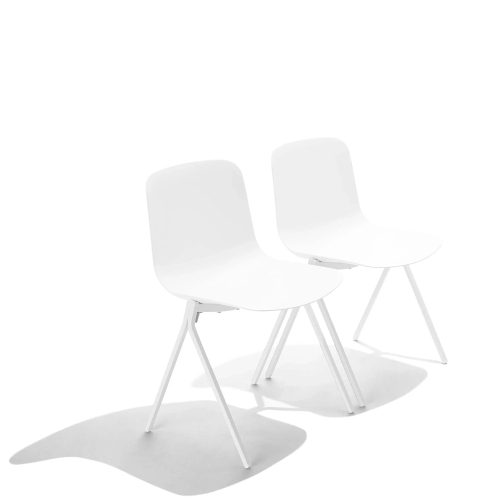 Poppin Key - Side Chair, Set of 2, Color White, Molded Seat, Powder-coated steel rod frame on glides | Offices & Boardrooms-4