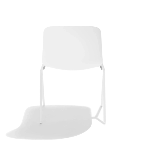 Poppin Key - Side Chair + Grey Seat Pad, Set of 2, Color White, Molded Seat, Powder-coated steel rod frame on glides | Business Centers-3