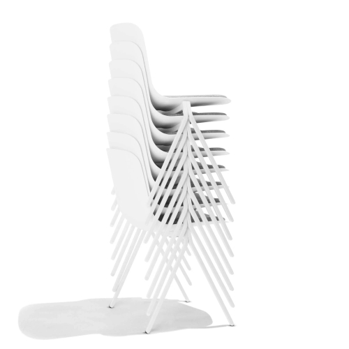Poppin Key - Side Chair + Grey Seat Pad, Set of 2, Color White, Molded Seat, Powder-coated steel rod frame on glides | Business Centers-5