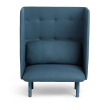 Poppin QT - Privacy Lounge Chair, Color Dark Blue, Upholstered Seat, Back and Walls, Solid Ash Frame | Business Spaces-1