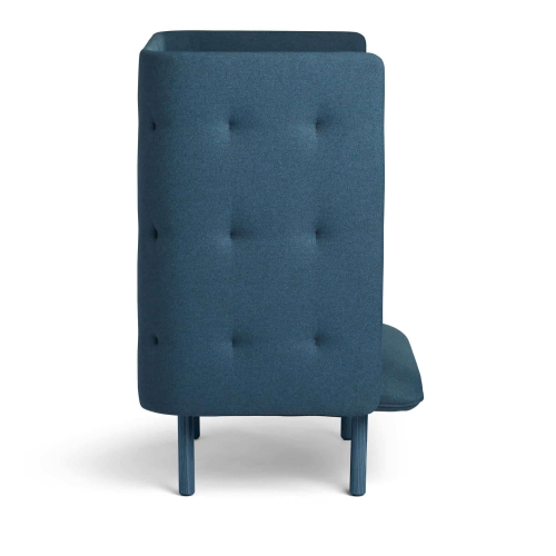 Poppin QT - Privacy Lounge Chair, Color Dark Blue, Upholstered Seat, Back and Walls, Solid Ash Frame | Business Spaces-2