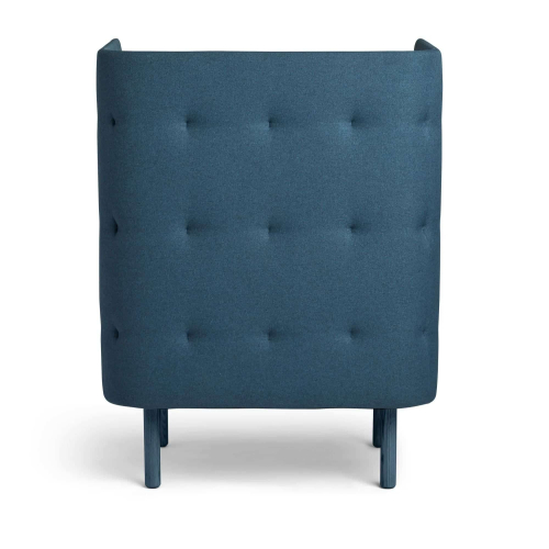 Poppin QT - Privacy Lounge Chair, Color Dark Blue, Upholstered Seat, Back and Walls, Solid Ash Frame | Business Spaces-3