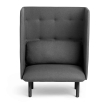 Poppin QT - Privacy Lounge Chair, Color Dark Gray, Upholstered Seat, Back and Walls, Solid Ash Frame | Reception Rooms-1