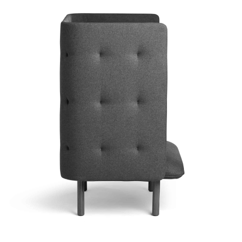 Poppin QT - Privacy Lounge Chair, Color Dark Gray, Upholstered Seat, Back and Walls, Solid Ash Frame | Reception Rooms-2