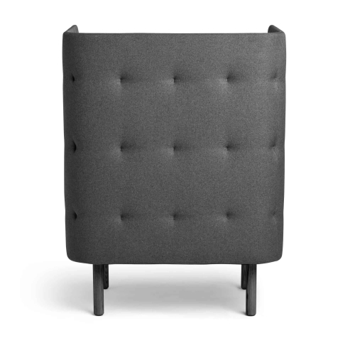 Poppin QT - Privacy Lounge Chair, Color Dark Gray, Upholstered Seat, Back and Walls, Solid Ash Frame | Reception Rooms-3