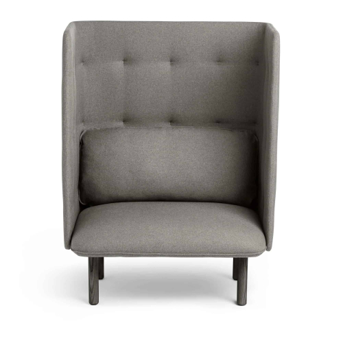 Poppin QT - Privacy Lounge Chair, Color Dark Blue, Upholstered Seat, Back and Walls, Solid Ash Frame | Commercial Spaces-1