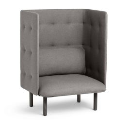 Poppin QT - Privacy Lounge Chair, Color Dark Blue, Upholstered Seat, Back and Walls, Solid Ash Frame | Commercial Spaces