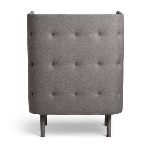 Poppin QT - Privacy Lounge Chair, Color Dark Blue, Upholstered Seat, Back and Walls, Solid Ash Frame | Commercial Spaces-3