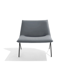 Poppin Meredith - Lounge Chair, Color Dark Gray Velvet with Black Frame, Upholstered Seat | Office & Home
