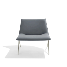 Poppin Meredith - Lounge Chair, Color Dark Gray Velvet with Nickel Frame, Upholstered Seat | Lounges