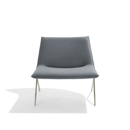 Poppin Meredith - Lounge Chair, Color Dark Gray Velvet with Nickel Frame, Upholstered Seat | Lounges