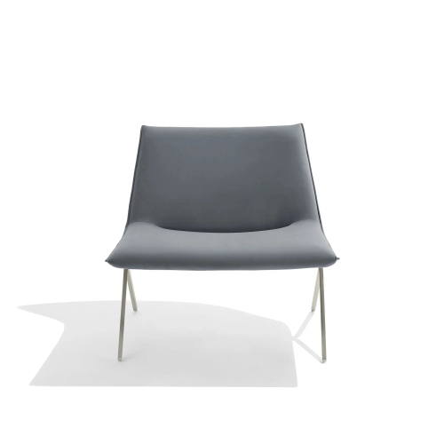Poppin Meredith - Lounge Chair, Color Dark Gray Velvet with Nickel Frame, Upholstered Seat | Lounges