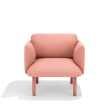 Poppin QT - Low Lounge Chair, Color Blush, Upholstered Seat, Back and Armrests, Solid Ash Frame | Reception Spaces-1