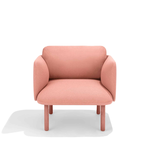 Poppin QT - Low Lounge Chair, Color Blush, Upholstered Seat, Back and Armrests, Solid Ash Frame | Reception Spaces-1