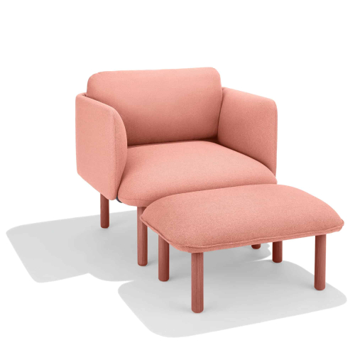 Poppin QT - Low Lounge Chair, Color Blush, Upholstered Seat, Back and Armrests, Solid Ash Frame | Reception Spaces-2