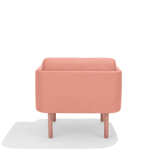 Poppin QT - Low Lounge Chair, Color Blush, Upholstered Seat, Back and Armrests, Solid Ash Frame | Reception Spaces-4
