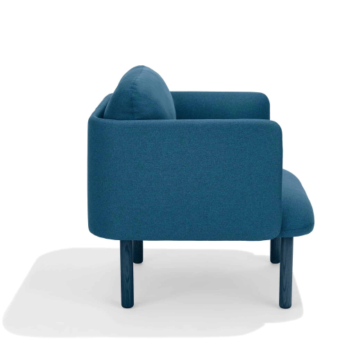 Poppin QT - Low Lounge Chair, Color Dark Blue, Upholstered Seat, Back and Armrests, Solid Ash Frame | Relaxed Comfort-3