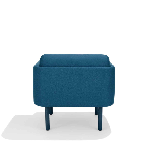 Poppin QT - Low Lounge Chair, Color Dark Blue, Upholstered Seat, Back and Armrests, Solid Ash Frame | Relaxed Comfort-4