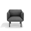 Poppin QT - Low Lounge Chair, Color Dark Gray, Upholstered Seat, Back and Armrests, Solid Ash Frame | Office & Home-1