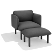 Poppin QT - Low Lounge Chair, Color Dark Gray, Upholstered Seat, Back and Armrests, Solid Ash Frame | Office & Home-2
