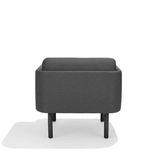 Poppin QT - Low Lounge Chair, Color Dark Gray, Upholstered Seat, Back and Armrests, Solid Ash Frame | Office & Home-4
