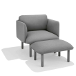 Poppin QT - Low Lounge Chair, Color Gray, Upholstered Seat, Back and Armrests, Solid Ash Frame | Relaxed Lounge Chair-1