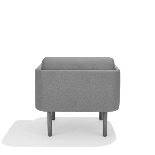 Poppin QT - Low Lounge Chair, Color Gray, Upholstered Seat, Back and Armrests, Solid Ash Frame | Relaxed Lounge Chair-2