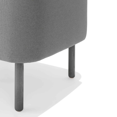 Poppin QT - Low Lounge Chair, Color Gray, Upholstered Seat, Back and Armrests, Solid Ash Frame | Relaxed Lounge Chair-3