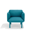 Poppin QT - Low Lounge Chair, Color Teal, Upholstered Seat, Back and Armrests, Solid Ash Frame | Waiting Areas-1