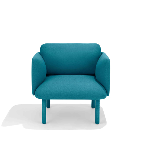 Poppin QT - Low Lounge Chair, Color Teal, Upholstered Seat, Back and Armrests, Solid Ash Frame | Waiting Areas-1