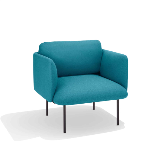 Poppin QT - Low Lounge Chair, Color Teal, Upholstered Seat, Back and Armrests, Solid Ash Frame | Waiting Areas