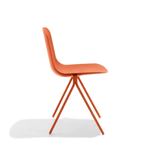 Poppin Key - Side Chair, Set of 2, Color Orange, Molded Seat, Powder-coated steel rod frame on glides | Conference Areas-2