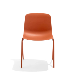 Poppin Key - Side Chair, Set of 2, Color Orange, Molded Seat, Powder-coated steel rod frame on glides | Conference Areas