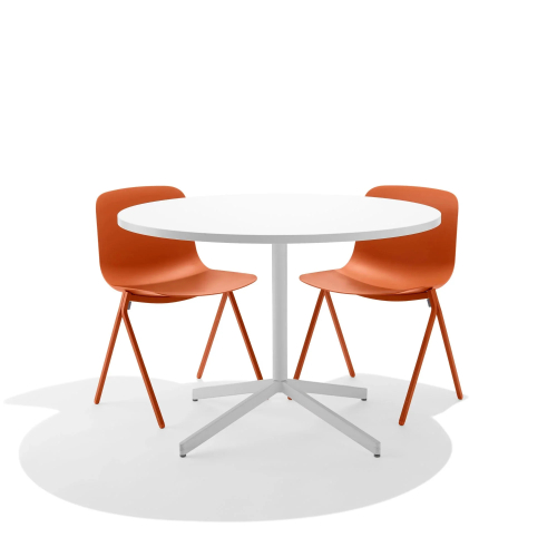 Poppin Key - Side Chair, Set of 2, Color Orange, Molded Seat, Powder-coated steel rod frame on glides | Conference Areas-5
