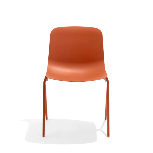 Poppin Key - Side Chair, Set of 2, Color Orange, Molded Seat, Powder-coated steel rod frame on glides | Conference Areas