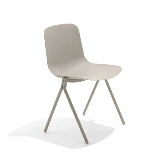Poppin Key - Side Chair, Set of 2, Color Grey, Molded Seat, Powder-coated steel rod frame on glides | Corporate Spaces-1
