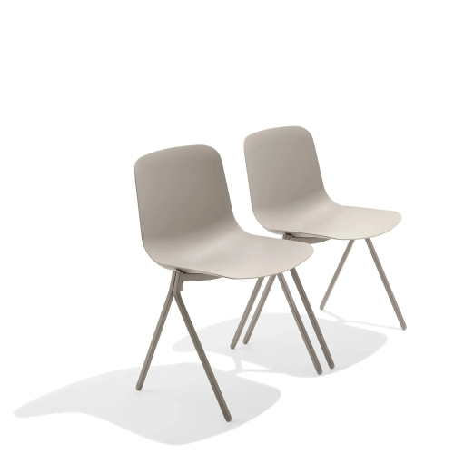 Poppin Key - Side Chair, Set of 2, Color Grey, Molded Seat, Powder-coated steel rod frame on glides | Corporate Spaces-4
