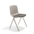 Poppin Key - Side Chair + Brown Seat Pad, Set of 2, Color Warm Grey, Molded Seat, Powder-coated steel rod frame on glides | Office Environments-1