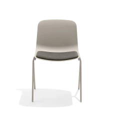Poppin Key - Side Chair + Brown Seat Pad, Set of 2, Color Warm Grey, Molded Seat, Powder-coated steel rod frame on glides | Office Environments