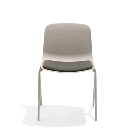 Poppin Key - Side Chair + Brown Seat Pad, Set of 2, Color Warm Grey, Molded Seat, Powder-coated steel rod frame on glides | Office Environments