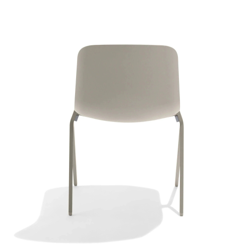 Poppin Key - Side Chair + Brown Seat Pad, Set of 2, Color Warm Grey, Molded Seat, Powder-coated steel rod frame on glides | Office Environments-3