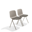 Poppin Key - Side Chair + Brown Seat Pad, Set of 2, Color Warm Grey, Molded Seat, Powder-coated steel rod frame on glides | Office Environments-4