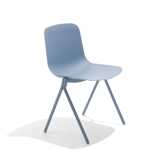 Poppin Key - Side Chair, Set of 2, Color Blue, Molded Seat, Powder-coated steel rod frame on glides | Executive Offices-1