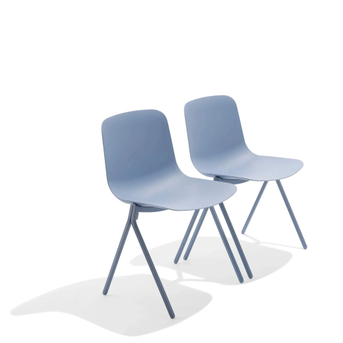 Poppin Key - Side Chair, Set of 2, Color Blue, Molded Seat, Powder-coated steel rod frame on glides | Executive Offices-4