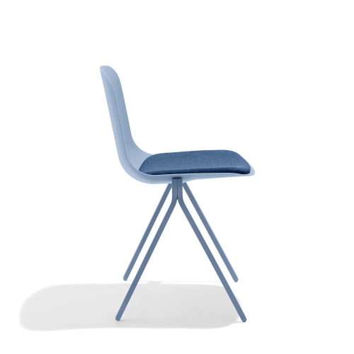 Poppin Key - Side Chair + Blue Seat Pad, Set of 2, Color Blue, Molded Seat, Powder-coated steel rod frame on glides | Corporate Use-2