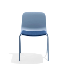 Poppin Key - Side Chair + Blue Seat Pad, Set of 2, Color Blue, Molded Seat, Powder-coated steel rod frame on glides | Corporate Use