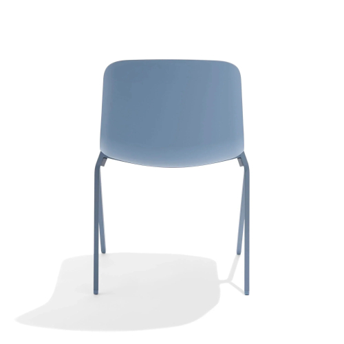 Poppin Key - Side Chair + Blue Seat Pad, Set of 2, Color Blue, Molded Seat, Powder-coated steel rod frame on glides | Corporate Use-3
